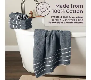Lavish Home Luxury 6 PC Towel Set Rice Weave Egyptian Cotton