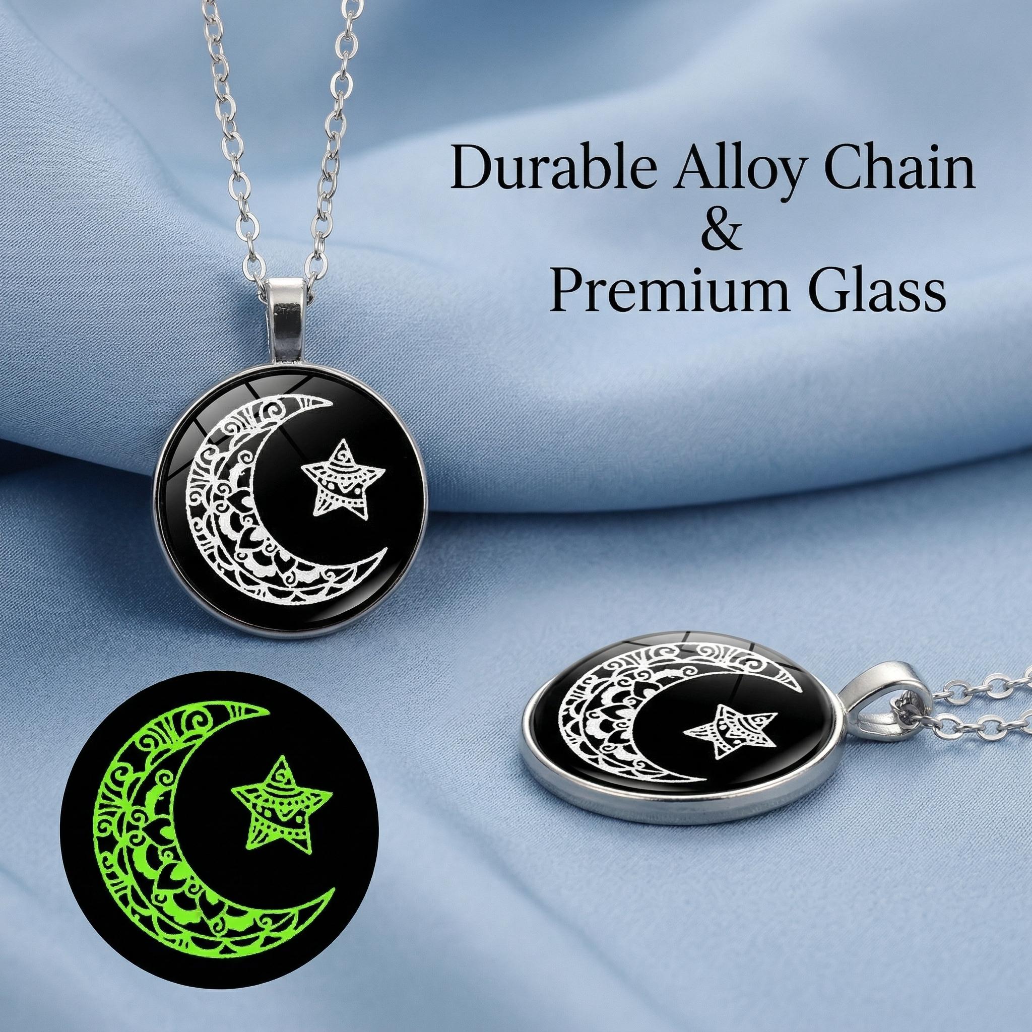 Glow in the Dark Moon & Sun Necklace for Couple Gift