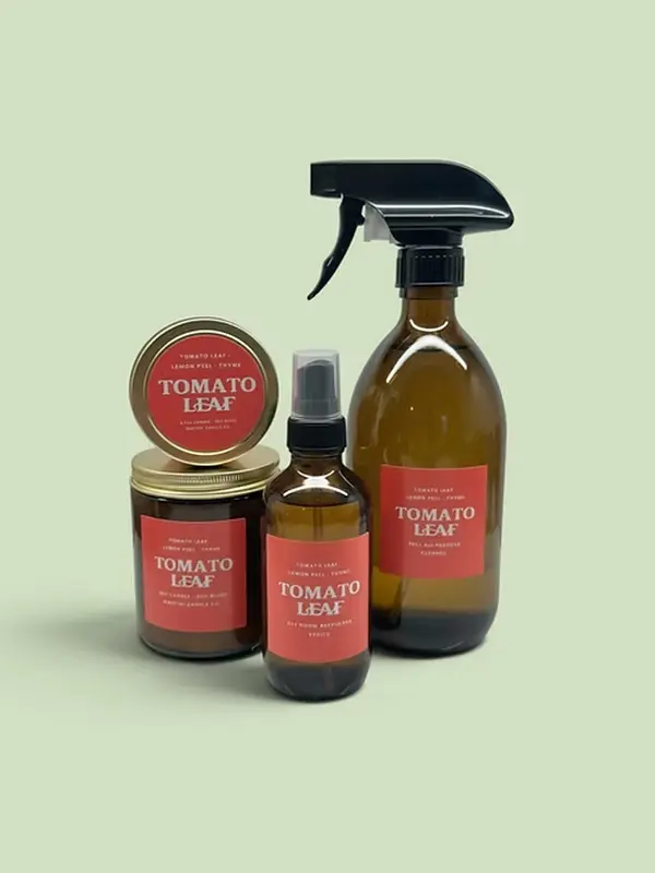 Tomato Leaf Candles, Room Spritz, + All Purpose Cleaner