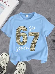 Kids' Black Camo Six Seven Tee | Summer Staple with Cool Camo 67 Print, Casual Graphic Tee, Stylish & Edgy Boys' Fashion!#Camo Themed Kids Wear #67 Boys Tops #Versatile Kids Tees