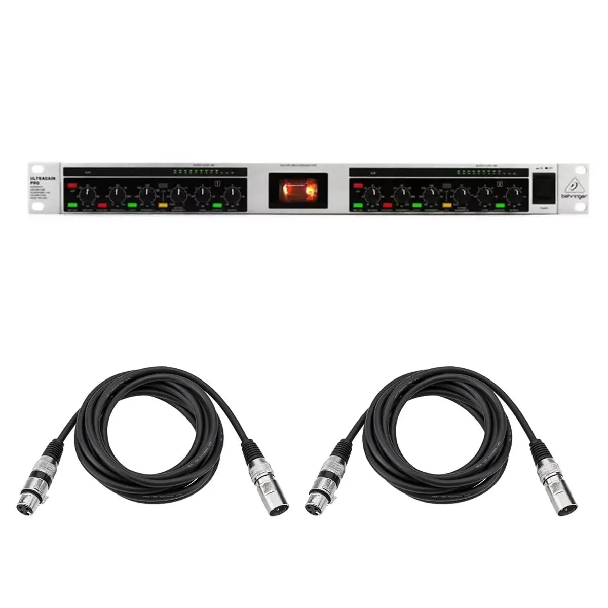 Behringer Ultragain Pro MIC2200 V2 2-Channel Audiophile Vacuum Tube Microphone/Line Preamplifier, Bundle with 2x 10' XLR Microphone Cable