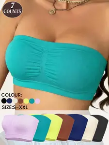 Spring Women's Seamless Wireless Bandeau Strapless Bra with No Padding, Unlined Bras, Comfortable Skin-Friendly Bralette,Breathable Knit Fabric for All Seasons, Backless Design,Daily & Sleep Wear