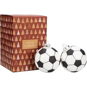 Every Day is Christmas Glass Blown Ornaments Cute Hand Made Figurines Tree Decoration, Set of 2 Soccer Ball
