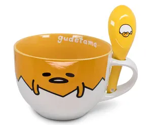 Sanrio Gudetama Ceramic Soup Mug With Spoon | Holds 24 Ounces