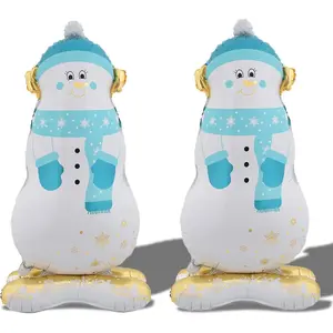 Christmas Balloons Snowman Balloons Self Standing Snowman Balloon for Winter Themed Party Supplies Xmas Decor Christmas Party Decorations Balloon Party Sets-2pcs
