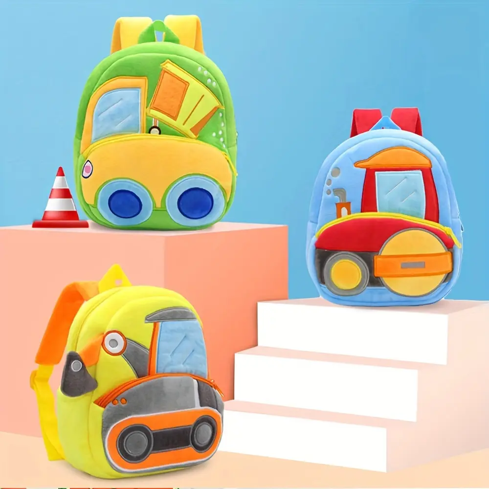 1pc Children's Backpack, Engineering Car Backpack, Toy, Kindergarten Boy Cute Car Backpack, Ultra Lightweight And Soft Backpack
