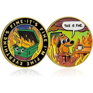 Dumpster Fire Challenge Coin - Double Sided Hilarious Medallion Funny Dumpster Fire Coins, Desk Accessories, for Staff Appreciation Gifts, Commemorative Coin Office Gifts