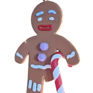 Gingerbread Man Ornament with Candy Cane - 3D Printed Festive Holiday Decor