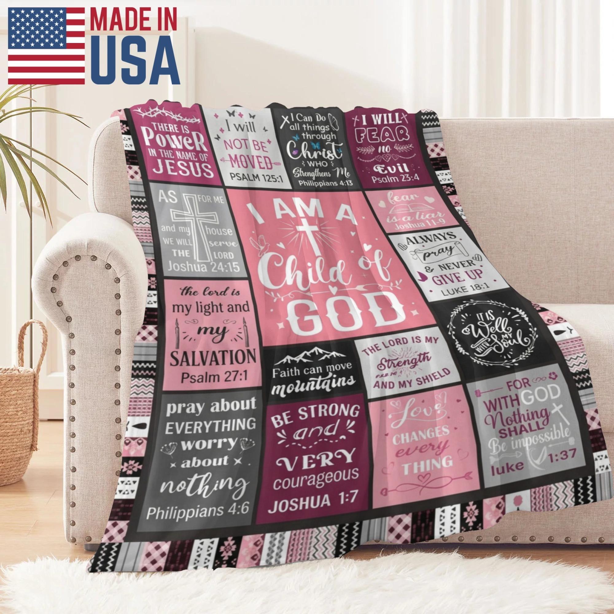 Christian Gifts for Women Blanket 60"x50" - I Am a Child of God Blankets - Inspirational Religious Birthday Catholic Spiritual & Baptism Confirmation Gifts for Girls
