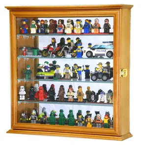 4 Adjustable Shelves Mirror Back Mini Figures / Miniatures / Figurines Display Case Cabinet