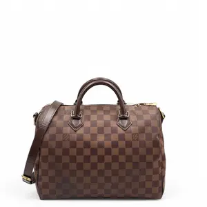 Pre-owned Louis Vuitton Leather tote bags Speedy Bandouliere 30 Damier Ebene Brown (0408r1)
