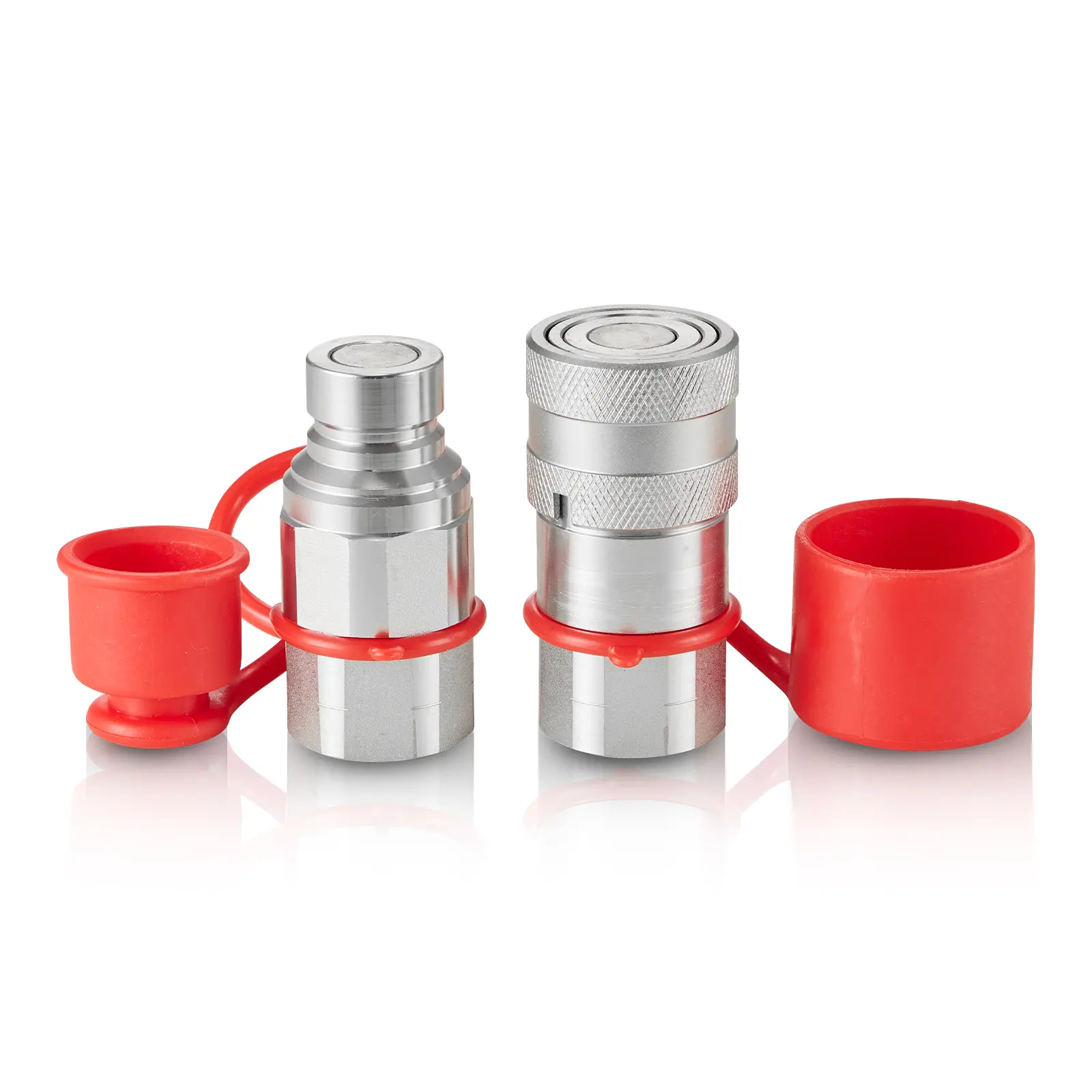 VEVOR 1/2" Flat Face Hydraulic Couplers,  1/2" NPT Skid Steer Hydraulic Quick Connect Couplers with 2 Dust Caps