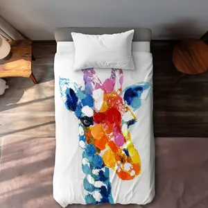 Begin Home Decor C1DCTXLWMLGUOR Color Spotted Abstract Giraffe - Wildlife Orange Twin Size Extra Long Duvet Cover