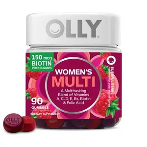 OLLY Women's Multivitamin Gummy, Vitamin A, D, C, E, Biotin, Folic Acid, Berry Flavor, 90 Ct