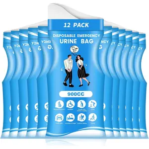 12/24 Pcs Disposable Urine Bags, 3rd Generation 900ML Emergency Portable Pee Bags for Travel for Men/Women, Unisex Leakproof Urinal Bag, Odorproof Urinal Bag Vomit Bags for Hiking Traffic Jam