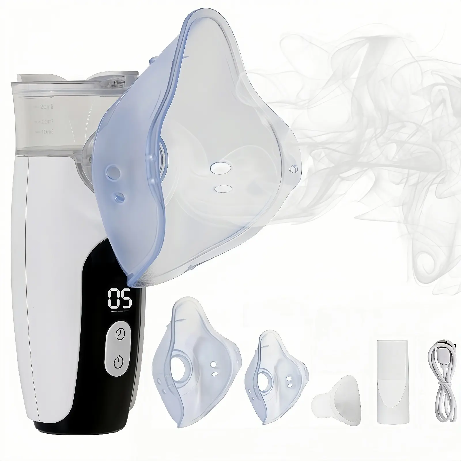 Portable Mesh Nebulizer, Self-Clean, Whisper Quiet, Ultra Fine Mist, LED Interface, Rechargeable Handheld Mist Device for Adults Kids Home Office Travel