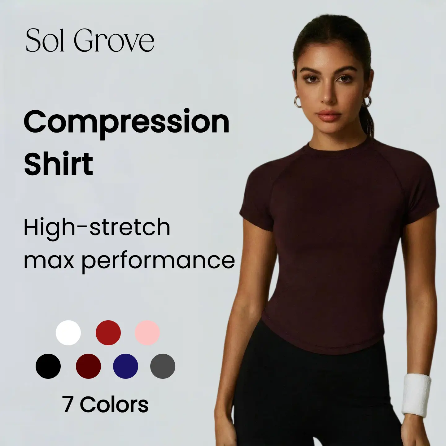 Women's Compression Shirt, Slim Fit Crew Neck Top with Waist-Cinching U-Hem, Moisture-Wicking Nylon for Yoga & Gym, Compression Shirt Women, Workout, Sportswear, Waist Cinch, All Seasons, Breathable, Female