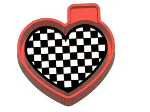 Checkered Heart Freshie Mold and 3D Printed Mold Housing Option