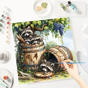 Cartoon Animal Paint by Numbers for Adult,Paint by Number Kit for Beginners,DIY Acrylic Paint Canvas Painting Kits Art ,Home Wall Decor Gift for Her, 20x20 inch(Without Frame)