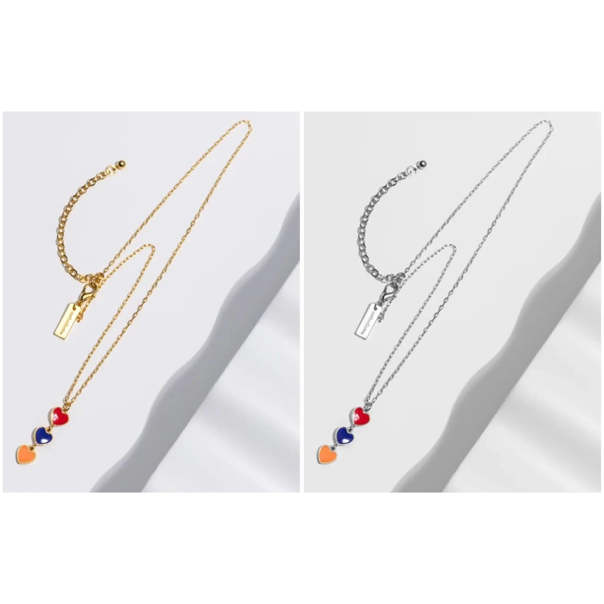 Anet’s Collection Hearts of Armenia Necklace - 18k Gold Plated Zinc Chain with 3 Vibrant Enamel Heart Charms for Versatile Wear love jewelry