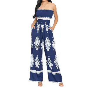 Strapless Print Jumpsuit with Pockets – Effortless Style, All-in-One Look