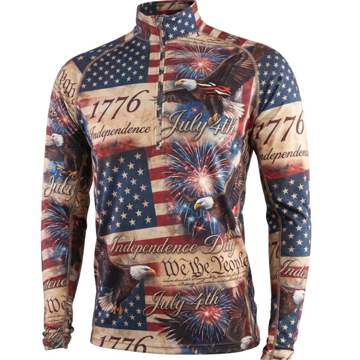 Heavyweight USA Eagle Independence Day Print Long Sleeve Performance Top