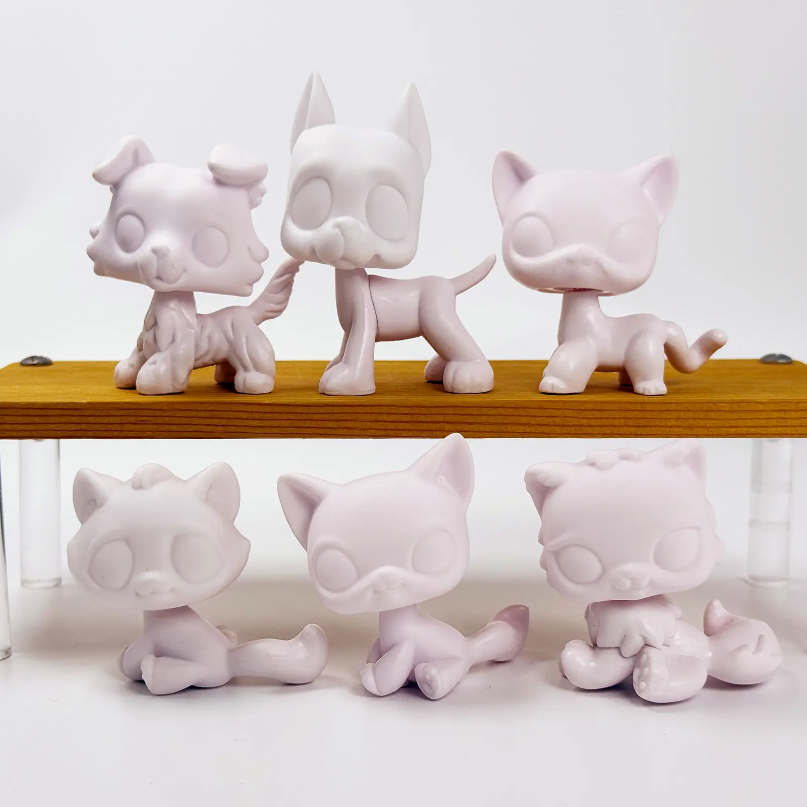 6 Pcs Blank White Animal Figurines DIY Painting Kit, Unpainted Puppy & Kitten Vinyl Figures, DIY Craft Blank Pet Statues for Kids Painting, Customize Your Own Animal Toy, Art Craft Gift for Boys Girls