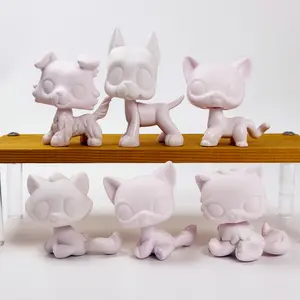 6 Pcs Blank White Animal Figurines DIY Painting Kit, Unpainted Puppy & Kitten Vinyl Figures, DIY Craft Blank Pet Statues for Kids Painting, Customize Your Own Animal Toy, Art Craft Gift for Boys Girls