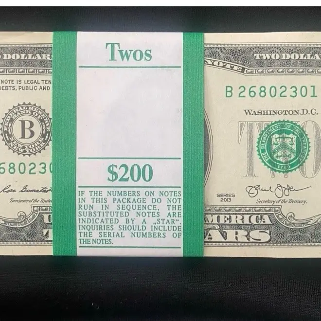 TWO DOLLAR BILLS - $2 UNCIRCULATED -2013 New York Fed. 2 Bills per Lot. Sequential Order.