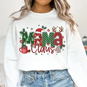 Mama Claus Sweatshirt, Coquette Christmas Mama Sweatshirt, Sweatshirts Women, Christmas Sweatshirt Women, Christmas Lights Sweatshirt