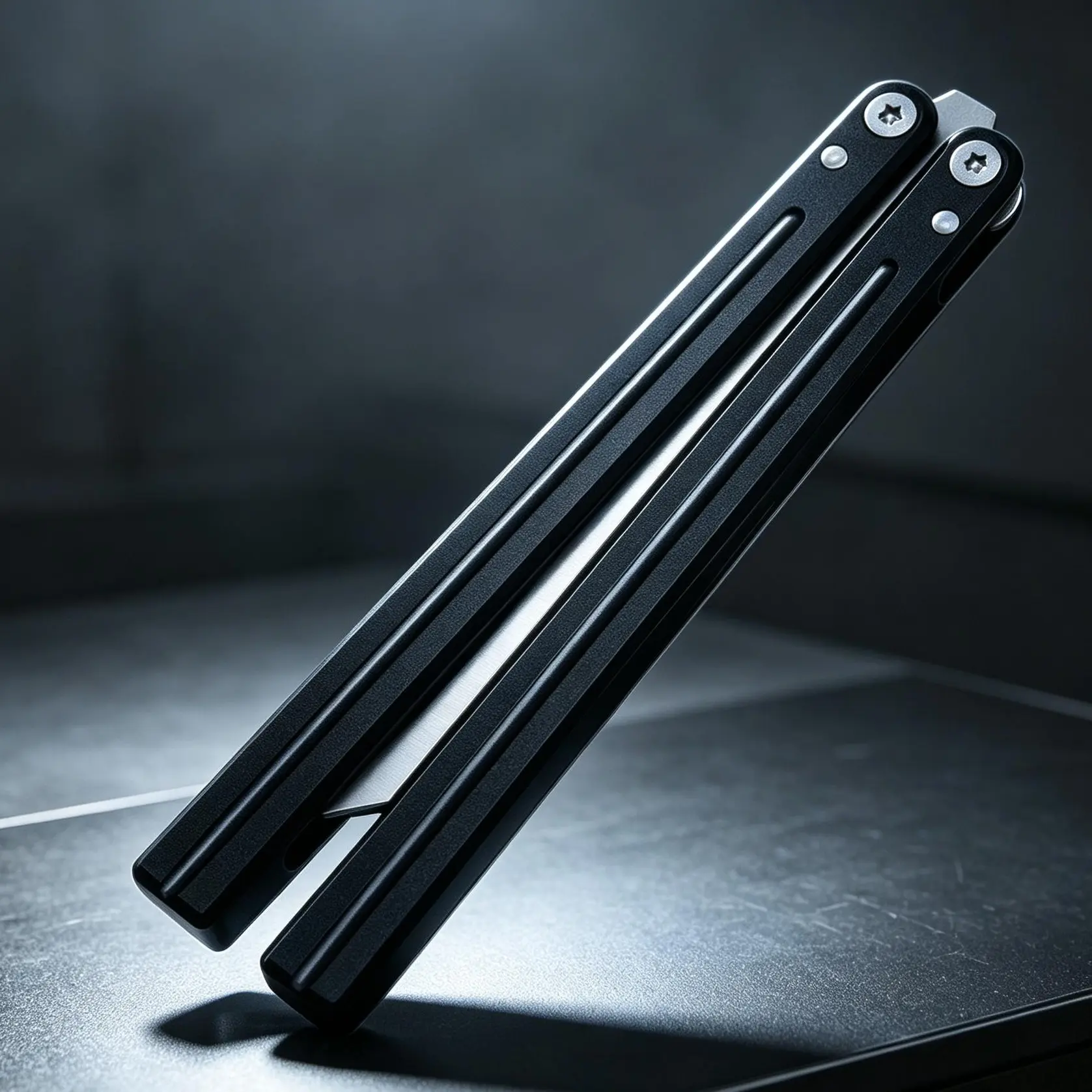 Black Gradient Blade-Free Folded Knife Trainer, Beginner-Friendly Hand Tool for Knife Handling Practice