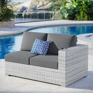 Modway Convene Outdoor Patio Right-Arm Loveseat in Light Gray Charcoal