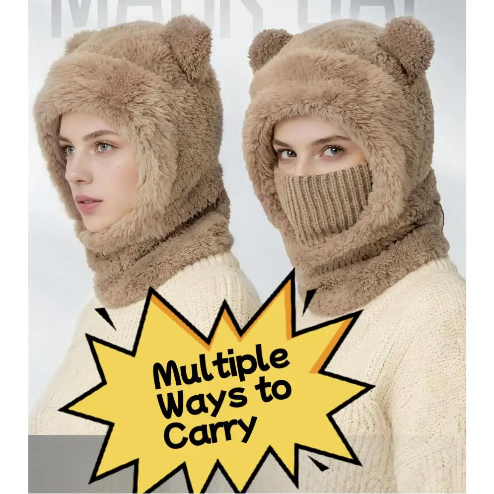 Original design, stylish and cute bear-ear design windproof hat, suitable for winter warmth and protection from the cold, ideal for cyclists. The hat is versatile and suitable for both men and women of all ages, regardless of head circumference