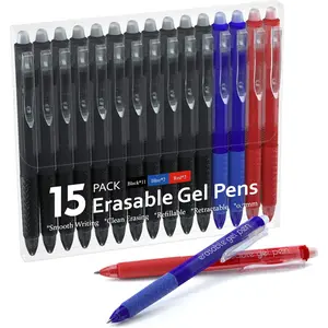 Erasable Gel Pens, 15 Pack Retractable Erasable Pens Clicker, Fine Point, Make Mistakes Disappear, 11 Black 2 Blue 2 Red Inks for Writing Planner and Crossword Puzzles...