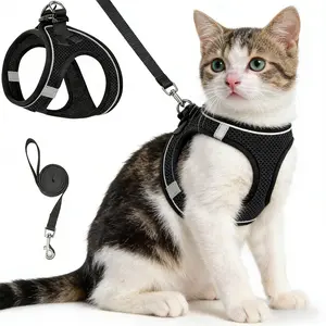 PetNest Escape Proof Cat Harness & Leash Adjustable Reflective Soft Mesh Vest for Easy Safe Walks with Leash Included