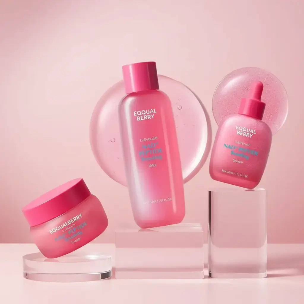 EQQUALBERRY NAD+ Peptide Boosting Smoothie Serum+Cream Set -Anti-Aging Korean Skin Care I Firming Serumwith 5 Ceramides & Vegan Collagen for Wrinkles & Radiant Glow