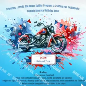 Digital Invitation - Captain America / Red, White & Blue Themed motorcycle Children Children Children