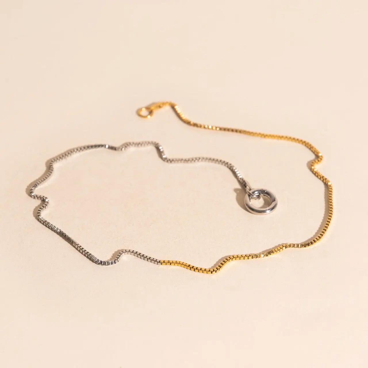 Mixed Metal Dainty Box Chain Necklace