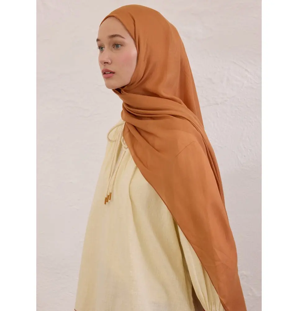 Everyday Basic Soft Viscose Shawl Hijab - Almond Orange