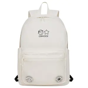 Converse Noritake Letter Logo Print Polyester Backpack with Zipper Closure for Men and Women in White