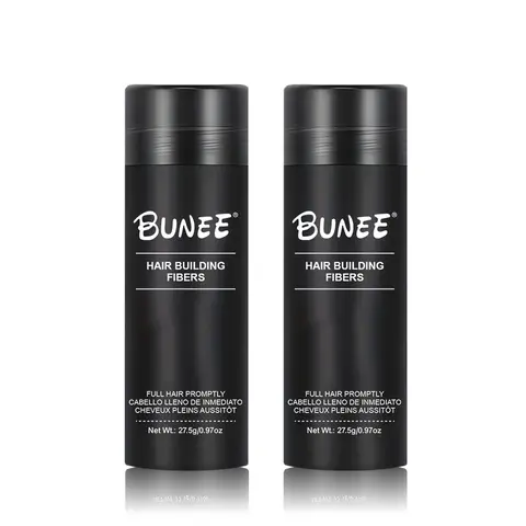 BUNEE Hair Building Fibers 2-Pack (27.5g Each, Black & Dark Brown) - Adults' Haircare: Root Cover Up, Thickening & Volume Powder (Ready-to-Use, 30-Sec Fix), Sweatproof, Windproof, At-Home Color, Gossypium Herbaceum & Iron Oxides-Based Texture Powder, Hair