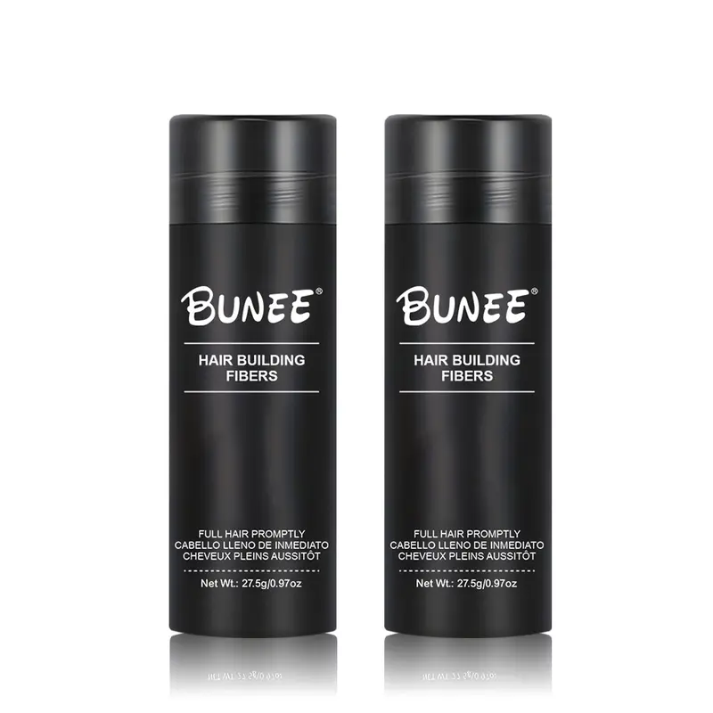 BUNEE Hair Building Fibers 2-Pack (27.5g Each, Black & Dark Brown) - Adults' Haircare: Root Cover Up, Thickening & Volume Powder (Ready-to-Use, 30-Sec Fix), Sweatproof, Windproof, At-Home Color, Gossypium Herbaceum & Iron Oxides-Based Texture Powder, Hair