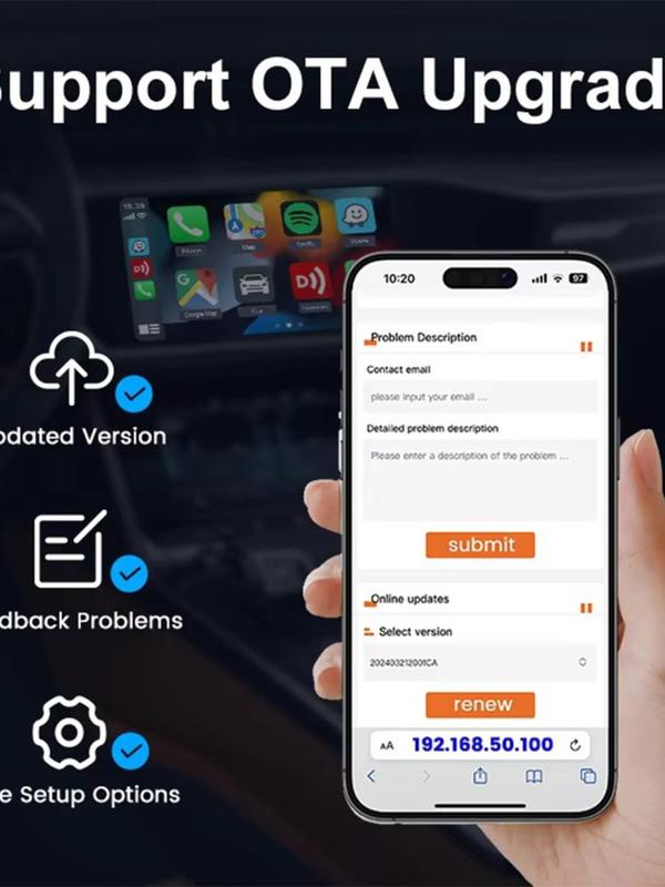 Wired to Wireless Carplay Adapter for Android Auto USB Connection, Seamless Car Integration for Modern Vehicles