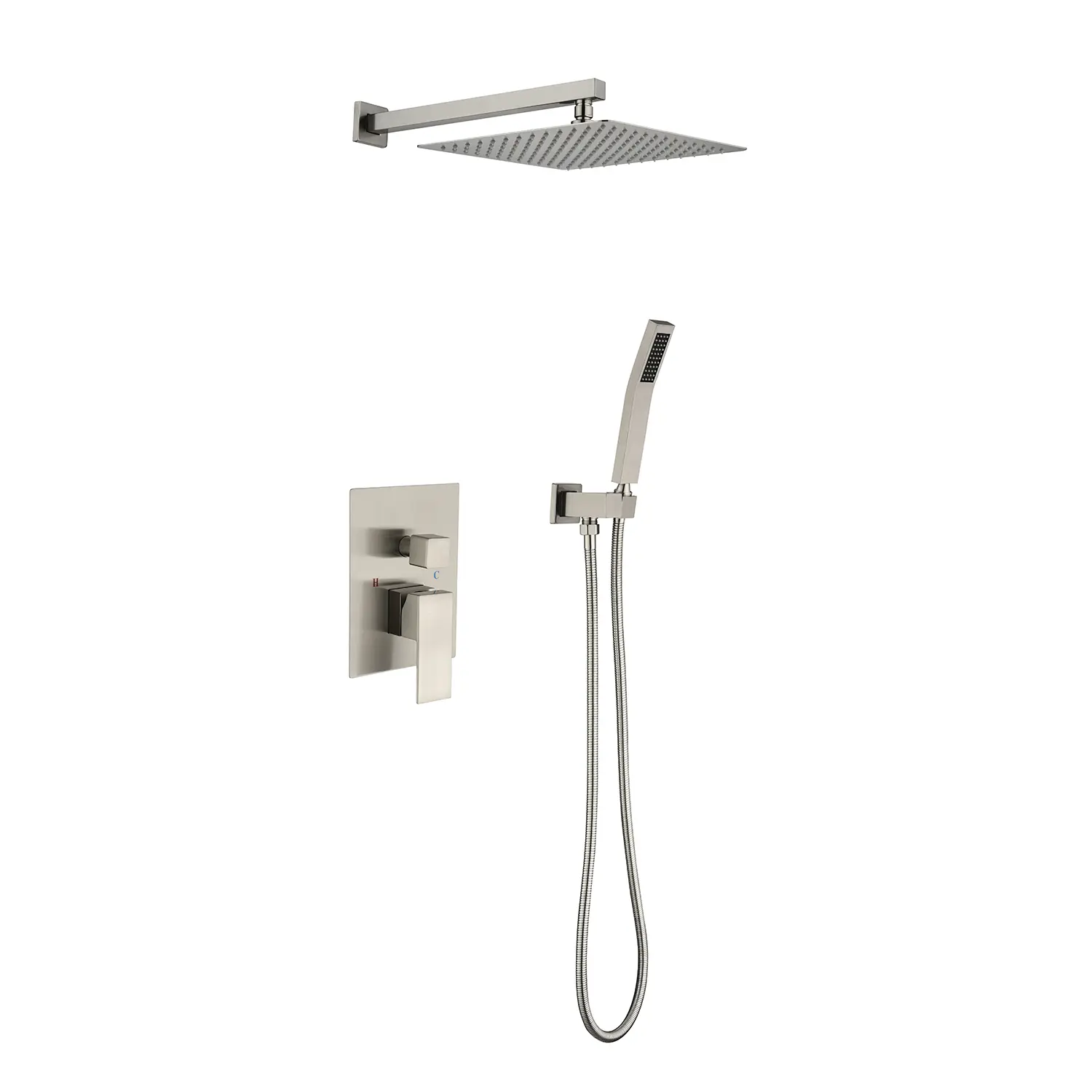 10 Inch Rain Shower Head System Wall Mounted Fixed Showerhead with Adjustable Arm, High Pressure Stainless Steel Rainfall Shower Head for Bathroom, Modern Round Design, Easy Install, Chrome Finish, Bathroom Shower Door for Bathtub