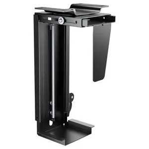PEGZONE Adjustable Under Desk PC Mount, 3.5 to 8 Inch Wide Computer Tower Holder with Locking Handle,360 Degree Swivel Adjustable Height and Width