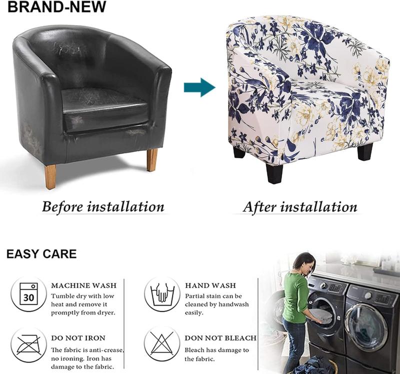 Club Chair Slipcover Jacquard Tub Chair Cover Stretch Armchair Covers Sofa Cover Furniture Protector for Living Room