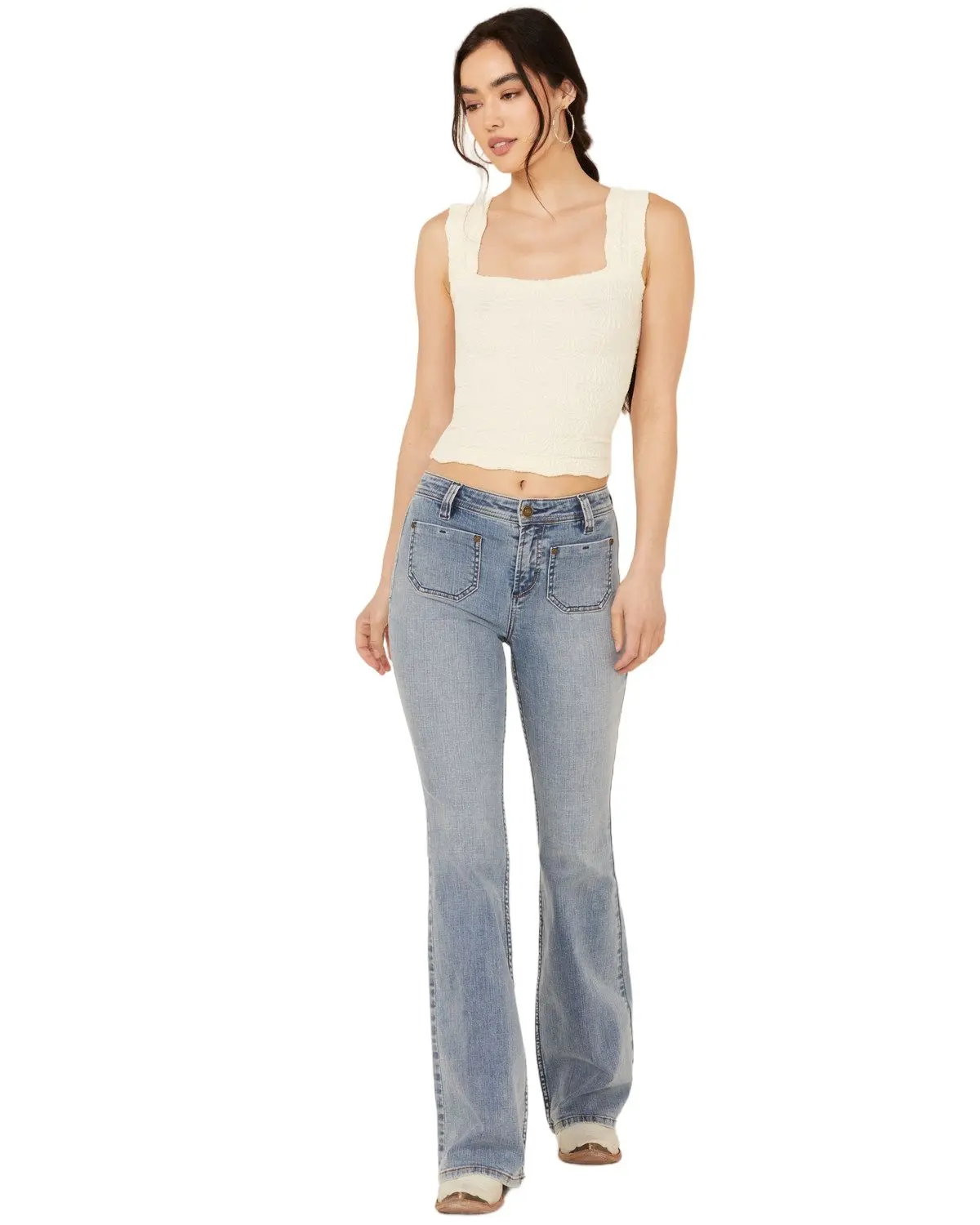 Shyanne Women's Women'S Luna High Rise Flare Stretch Denim Jeans - Swsu24j79-Mdw