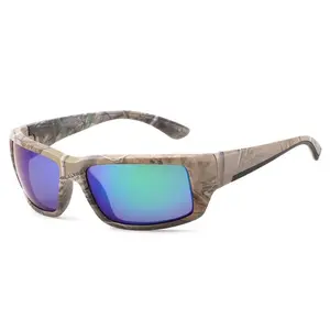 Unisex Rock-Green Polarized Lenses Tac Full Rim Polycarbonate Rectangle Sunglasses Set with Leopard Double Bridge, Lightweight Design & Sporty Look