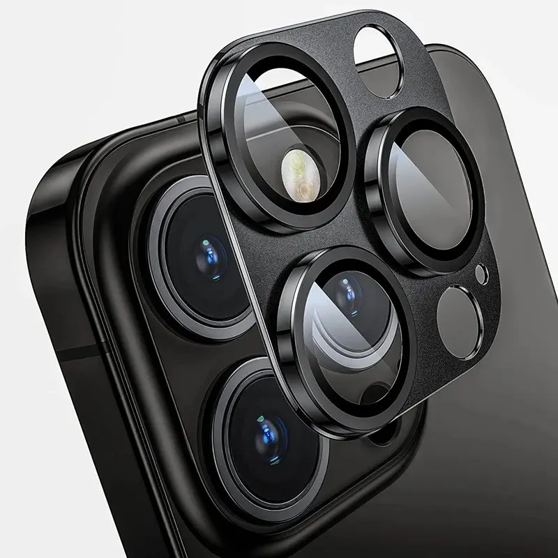 Metal Lens Ring + Tempered Glass Film for Apple iPhone 14 Pro Max/14 Pro Camera Protection, Durable Lens Cover, Easy Installation, Smartphone Accessories