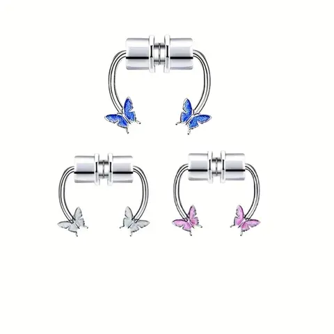 Butterfly Design Magnetic Nose Ring, Fake Septum Ring, Faux Nose Septum Rings, Non-pierced Clip on Nose Rings, Nose Piercing Jewelry for Women Men, Nose Rings Set, Fake Piercings
